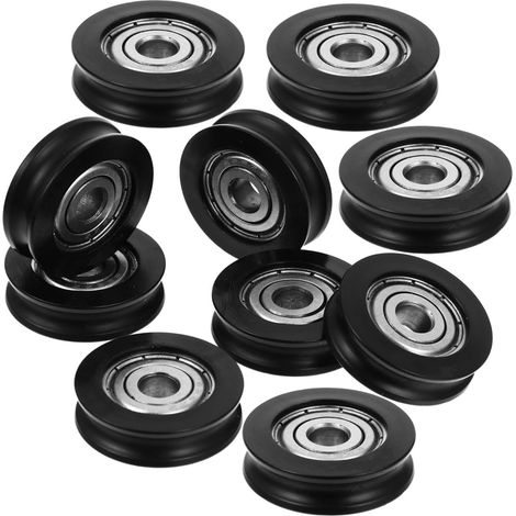 Lot de 10 Roulettes Nylon Revêtement Plastique 6X27X8 MM pour Porte Coulissante Poulies à Rainure en U Solide pour Fenêtres Placards et Quincaillerie de Porte de Grange (1/5)