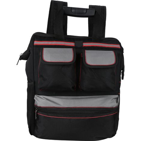Rucksack-Organizer, wasserdichte Werkzeugtasche aus Oxford-Gewebe, multifunktionale Werkzeugtasche, Reparaturwerkzeugtasche, doppelte Schultertasche, Aufbewahrungstasche, Werkzeugtasche (SCHWARZ)
