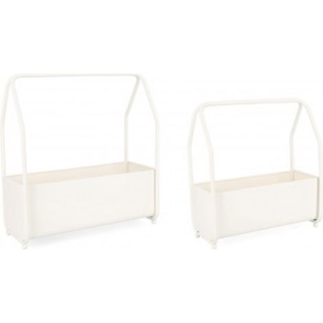 Set 2 PortaFiore Keyra Rettangolare Bianco per uso interno ed esterno.