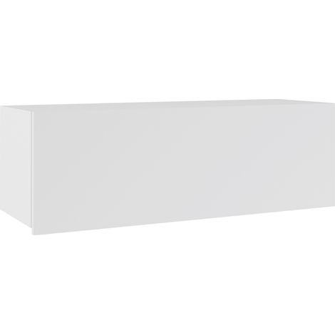 Stauraumschrank mit Klappe in weiß Hochglanz CAIRNS-132, B/H/T ca. 105/35/32 cm (1/3)