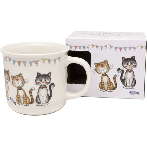 Taza grande de porcelana de 400 ml con diseño de gatos y empaque de regalo. (1/5)