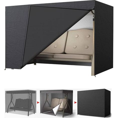 Abdeckung für Gartenschaukel 2-Sitzer, wasserdicht, 215x125x170cm, schwarz (1/5)
