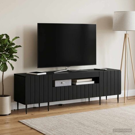 Irovami LED TV Stand Black Engineered Wood (1/5)