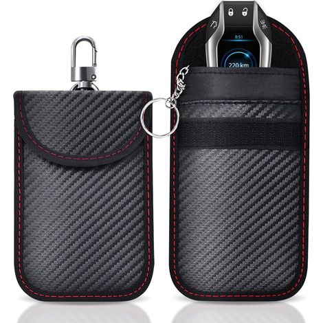 2 fundas Faraday para llaves de coche RFID, funda Faraday anti RFID, funda con bloqueo RFID para llaves de coche sin llave, protección antirrobo para control remoto de vehículo (2 unidades)