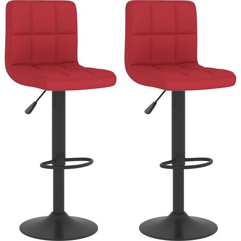 Maison Exclusive - Tabourets de bar lot de 2 rouge bordeaux tissu (1/5)