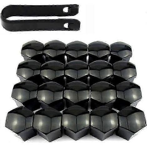 20 cache-écrous de roue de 21 mm, cache-écrous hexagonaux (noirs) (1/5)