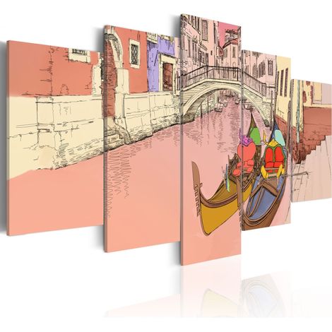 Quadro - Romantic gondolas - 5 pieces - 100x50 (1/4)