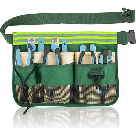 Ceinture à outils de jardinier Ceinture à outils de jardin portable Kit multi-compartiments pour outils Électricien Artisan Vert- (1/4)
