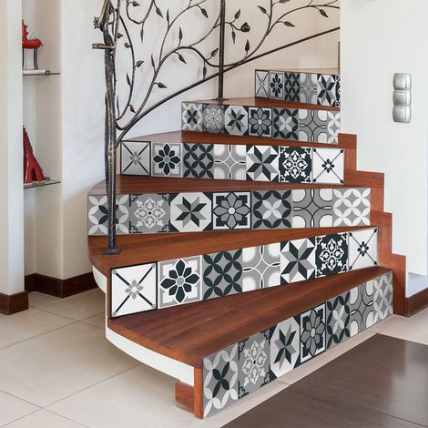 Stickers adhésifs escalier carrelages contremarche - LISA - 2 bandes de 12.5x87.5cm (1/3)
