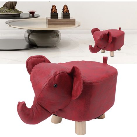 Tabouret bas mignon et tendance, parfait pour les enfants paresseux, tabouret éléphant, usage créatif à la maison, salon, tabouret à chaussures en forme d'animal de dessin animé, rouge. (1/5)