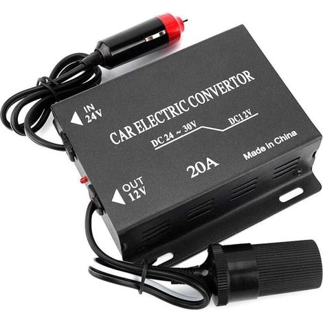 Convertisseur d'alimentation Voiture 20A Voiture Convertisseur de Puissance d'alimentation transformateur abaisseur 24V Type Allume Cigare 12V (1/4)