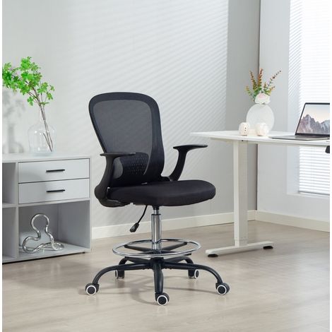 Sedia da ufficio 62x59x99-119 cm in tessuto nero, poggiapiedi regolabile - MEUBLIV (1/5)