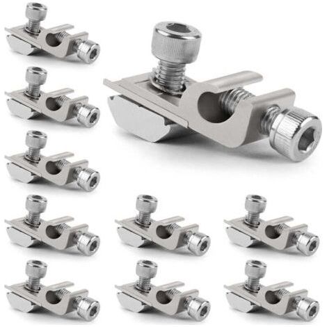 10 Pcs Aluminum Photovoltaic Grounding Clips, Solar Panel Mounting Clips, Solar Panel Grounding Washers, Photovoltaic Bracket Kits, Grounding Terminals (1/4)