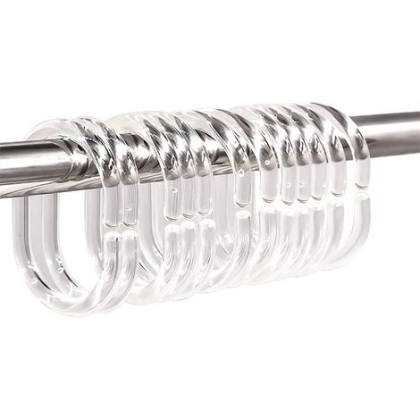 RGE Anneau de rideau de douche en plastique clair crochet de rideau de douche C anneau crochet salle de bain pendentif anneau Clip coulissant salle de bain douche fenêtre tringle (1/5)
