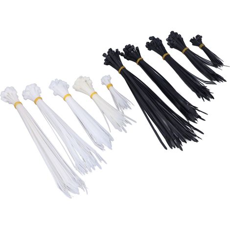 300 attaches de câble en nylon auto-bloquantes, assortiment de serre-câbles électriques pour usage intérieur et extérieur (1/5)