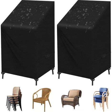 2er Set SIRUITON Gartenstuhl Abdeckung 420D Oxford wasserdicht 65x65x80/120cm (1/5)