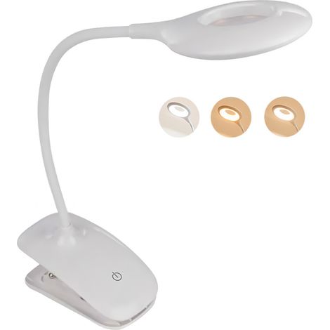 Lampe Led - Col De Cygne - 20 Led - Réglable En Intensité Et Température De Couleur - Rechargeable Usb - Pince Ou Socle - Pour Lecture Et Loisirs Créatifs - 1 Pièce