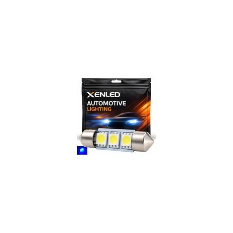 1 x AMPOULE C5W C7W - 3 LEDS BLEU anti-erreur - Navette 37mm 12V Lampe de plafonnier (1/3)