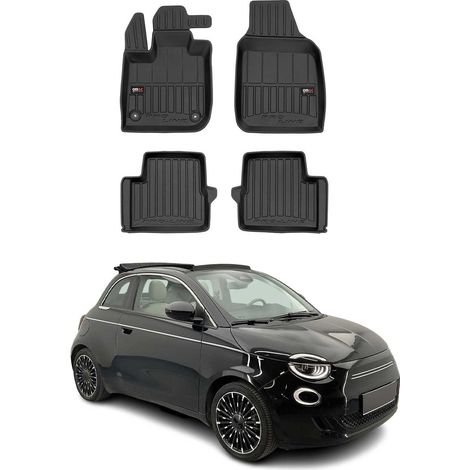 Tapis de Sol 3D TPE Premium Compatible avec Fiat 500e II 2020-2022 Revêtement de Sol pour Voiture - Intérieur antidérapant - Bords Hauts - Noir (1/5)