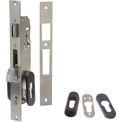 Serrure à mortaise pour menuiserie métallique Mod. 770 30 mm Cylindre Europrofilé à came de 13,2 mm Poignée réversible et fermoir à bascule Acier inoxydable (1/4)