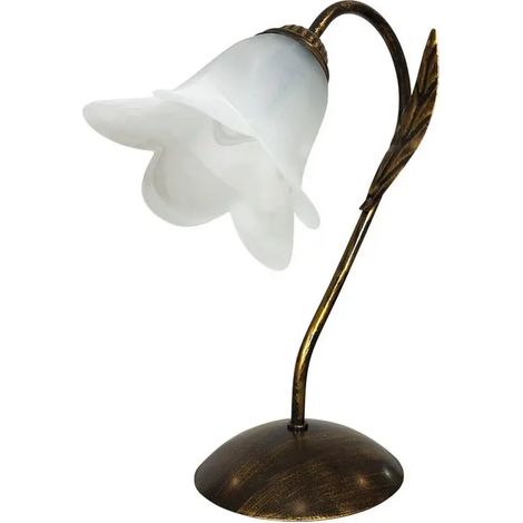 Lume Amelia lampe de table 1 lumière marron or avec diffuseur en verre blanc (1/2)