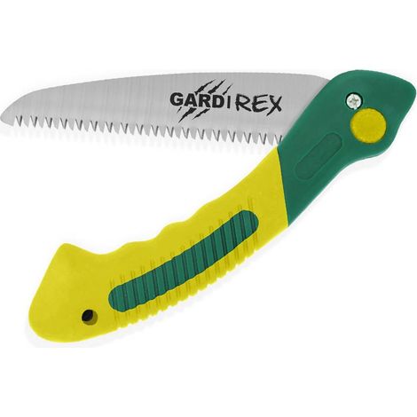 Scie à bois pliable pour élagage – Lame double denture pour coupe rapide – Poignée ergonomique – Système de sécurité de blocage – Gardirex