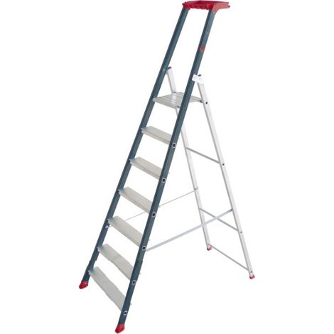 Escalux – Escabeau aluminium professionnel 7 marches – Hauteur de travail 3,45 m – Charge max 150 kg – Conforme norme EN 131