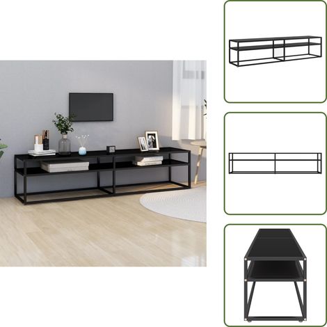 Mobile TV per casa - vidaXL Mobile Porta TV Nero 180x40x40,5 cm in Vetro Temperato -
