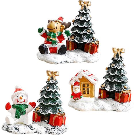 (Weihnachtsbaum – alter Mann + Weihnachtsbaum – Rentier + Weihnachtsbaum – Schneemann) 3 Weihnachtsbaumdekorationen, Weihnachtsszene, Mini-Weihnachtsbaum, alter Mann, Schneemann, Rentier (1/2)