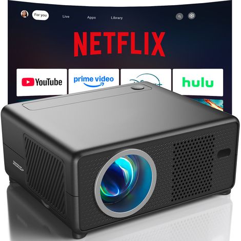 Vidéoprojecteur 4K WiFi Konsoefuly, Bluetooth FHD 1080P, Smart Rétroprojecteur Portable, Home Cinéma, Mise au point électrique