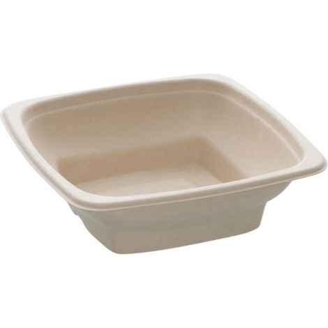 D-Work Saladiers Carrés Pyramidaux di 750 ml en Pulpe de Canne - 300 pièces - Dimensions 18 x 18 x H. 5 cm - Épaisseur résistante - Biodégradable et compostable - Parfait pour usage alimentaire (1/2)