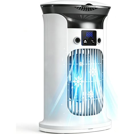 Climatiseur Mobile avec Réservoir 880ML, Mini Climatiseur Portable, Refroidisseur d'air, Petite Climatisation Mobile pour pièce, Climatiseur Mobile sans tuyau d'évacuation (1/5)