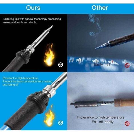 Fer à souder précision réglable 200-450℃ - Kit 9 en 1 avec 5 pointes + fil à souder - Interrupteur ON/OFF - Travail électronique et bricolage - Électroniciens et Hobbysites (1/4)