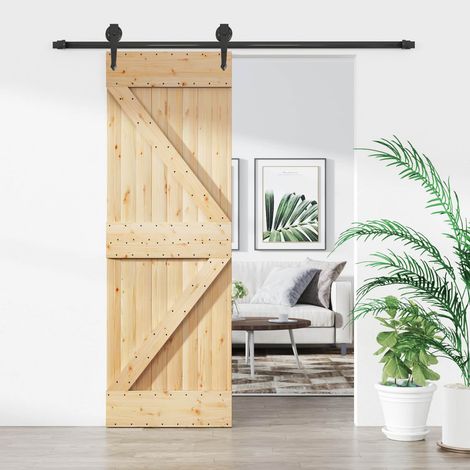 vidaXL Porta scorrevole Naturale e Nero 70 x 210 cm
