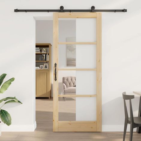 Puerta Deslizante ORKDAL Marrón 86 x 211 cm Madera y metal vidaXL