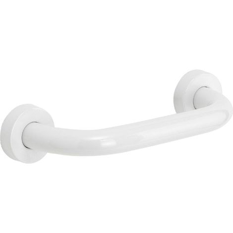 Kiamami Valentina – Barre de maintien fixe en acier inoxydable blanc 20 cm – Charge maximale 150 kg – Pour installation près des toilettes ou douche (1/3)