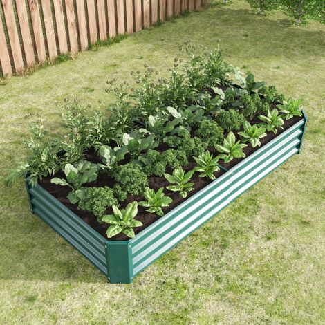 Lit de jardin surélevé 180x91x30 cm, tôle d'acier, sans socle, pour légumes, herbes et fleurs (1/5)