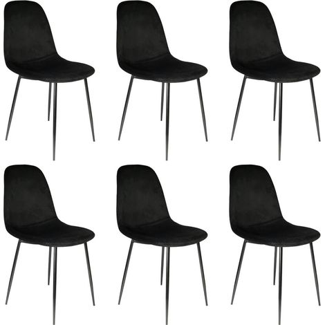 ALESSIA - Lot de 6 Chaises Velours Côtelé Noires (1/5)