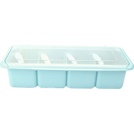 caja para especias, 4 compartimentos, PP sin BPA, con cucharas, almacenamiento de cocina (1/5)