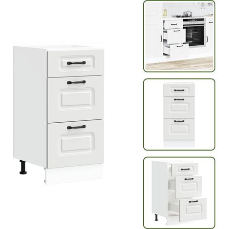 Madera de ingeniería - vidaXL Mueble bajo de cocina Kalmar madera de ingeniería blanca - Gabinete cocina