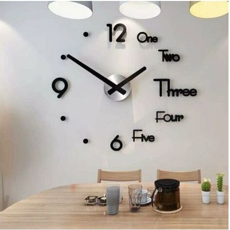 Horloge murale moderne sans cadre 3D miroir – Moteur haute qualité – Décoration intérieure pour bureau et salon – Personnalisable diamètre (1/5)