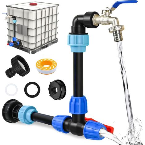 Robinet IBC Col de Cygne de Cuve, Kit Raccordement Cuve Eau de Robinet 3/4, pour Raccord de Cuve IBC et de Reservoir Eau de Pluie (1/5)