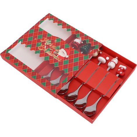 6-teiliges Kaffeelöffel-Set aus Edelstahl mit festlicher Dekoration, ideal für Küche und Feiertage, silberfarben (1/5)