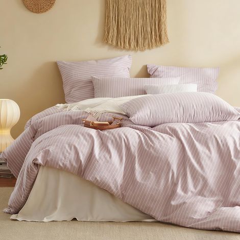 Parure de lit 200 x 220 cm, 100 % coton renforcé avec fermeture éclair, convient aux personnes allergiques, 1 housse de couette et 2 taies d'oreiller 80 x 80 cm (1/5)