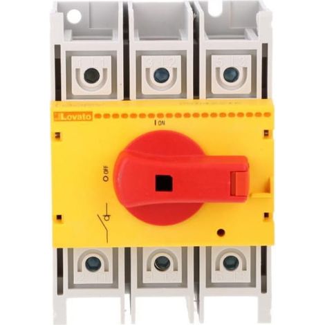 3-poliger 100-A-Lasttrennschalter, gelb/roter Drehknopf, GA100ARY