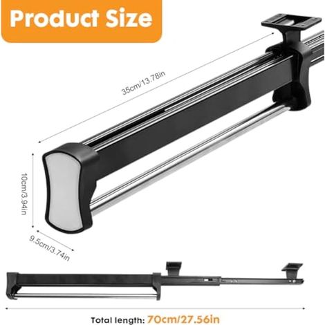 Tringle à vêtements extensible - 35 cm - Cintre réglable - Tringle télescopique - Parfait pour organiser les petits vêtements et les pantalons (1/4)