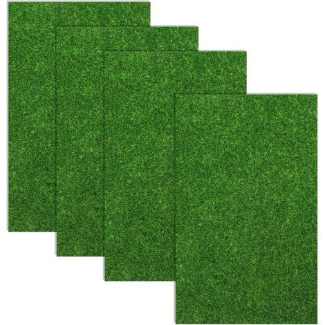 Lot de 4 tapis de gazon artificiel miniature pour bricolage - 15 x 25 cm - Gazon artificiel - Pour jardin miniature, décoration miniature, jardin, maison de poupée (1/5)