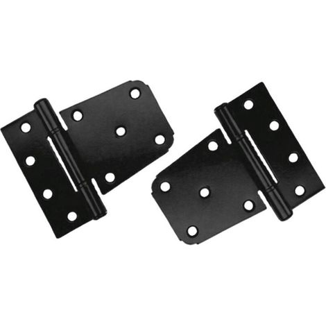 Set mit 2 robusten Türscharnieren, schwarze Kohlenstoffstahlscharniere, flache Türscharniere für Gartenhaus, Scheune, Holzzaun (Schrauben inklusive) (Schwarz)