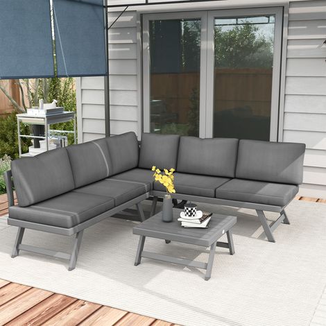 Ensemble salon de jardin d'angle et convertible pièces 4 avec 2 banquettes. 1 fauteuil d'angle et 1 table basse(Go)
