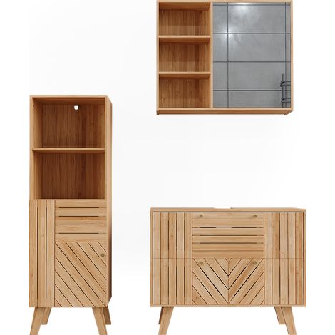 Conjunto de muebles de baño de 3 piezas Lucie, Bambú, 3 partes, Vicco (1/5)